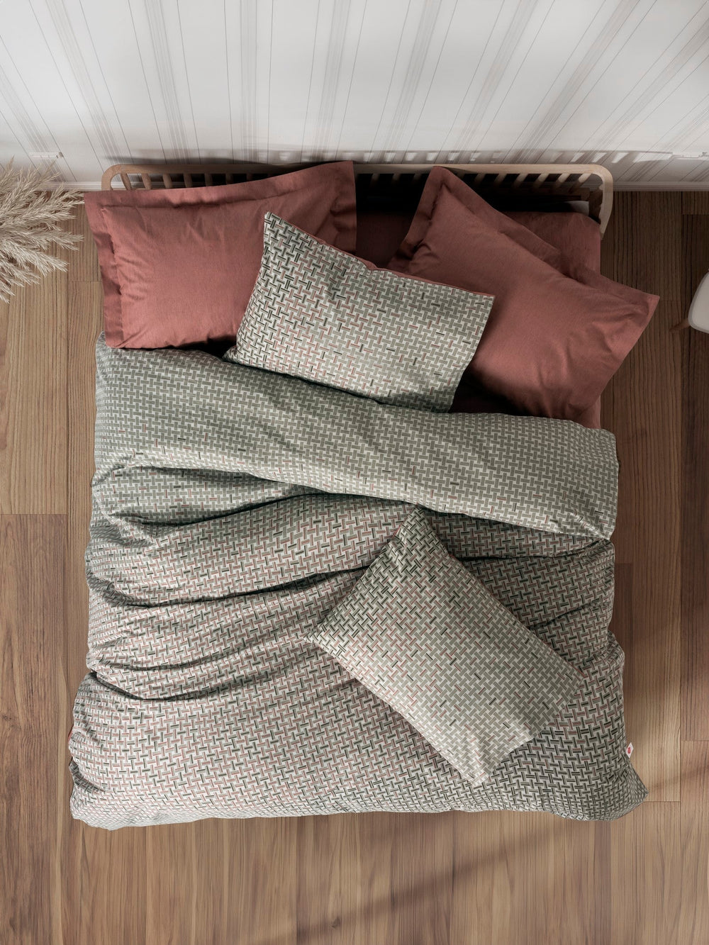 Petite Singolo Set Copripiumino con Lenzuolo con Angoli Mote Terracotta