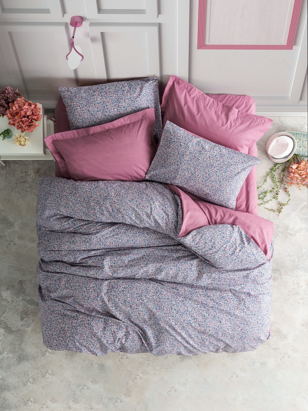 Petite Singolo Set Copripiumino con Lenzuolo con Angoli Penny Rosa antico