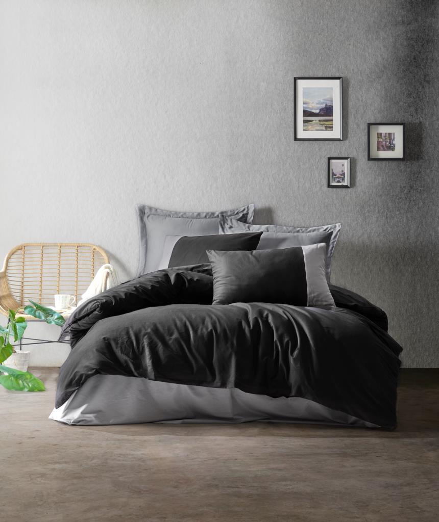 Plain Singolo Set Copripiumino Nero - Grigio