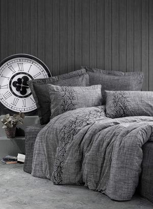 Plain Singolo Set Copripiumino Sooty Grigio