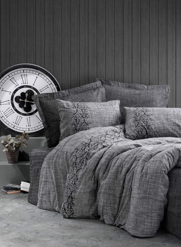 Plain Singolo Set Copripiumino Sooty Grigio