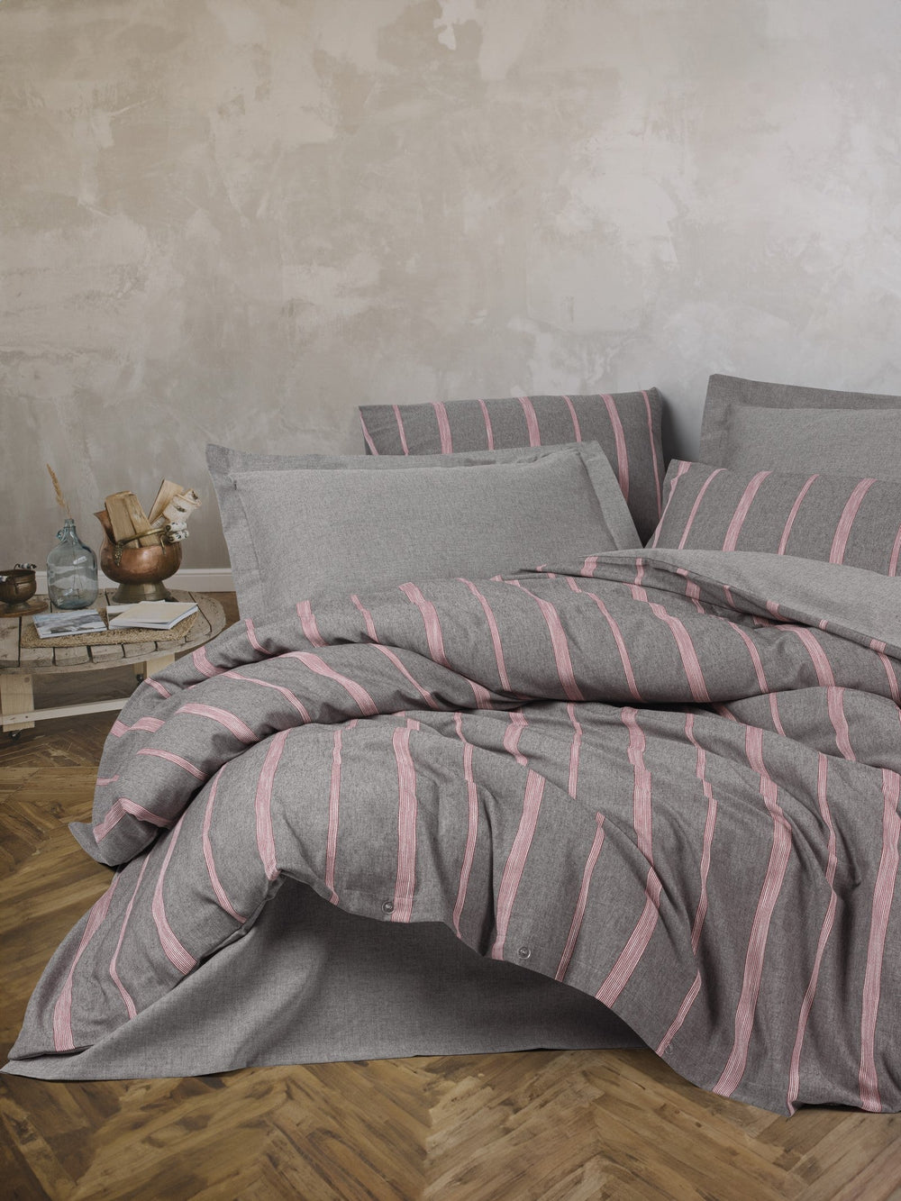 Ribbed Matrimoniale Set Copripiumino Barisan Grigio
