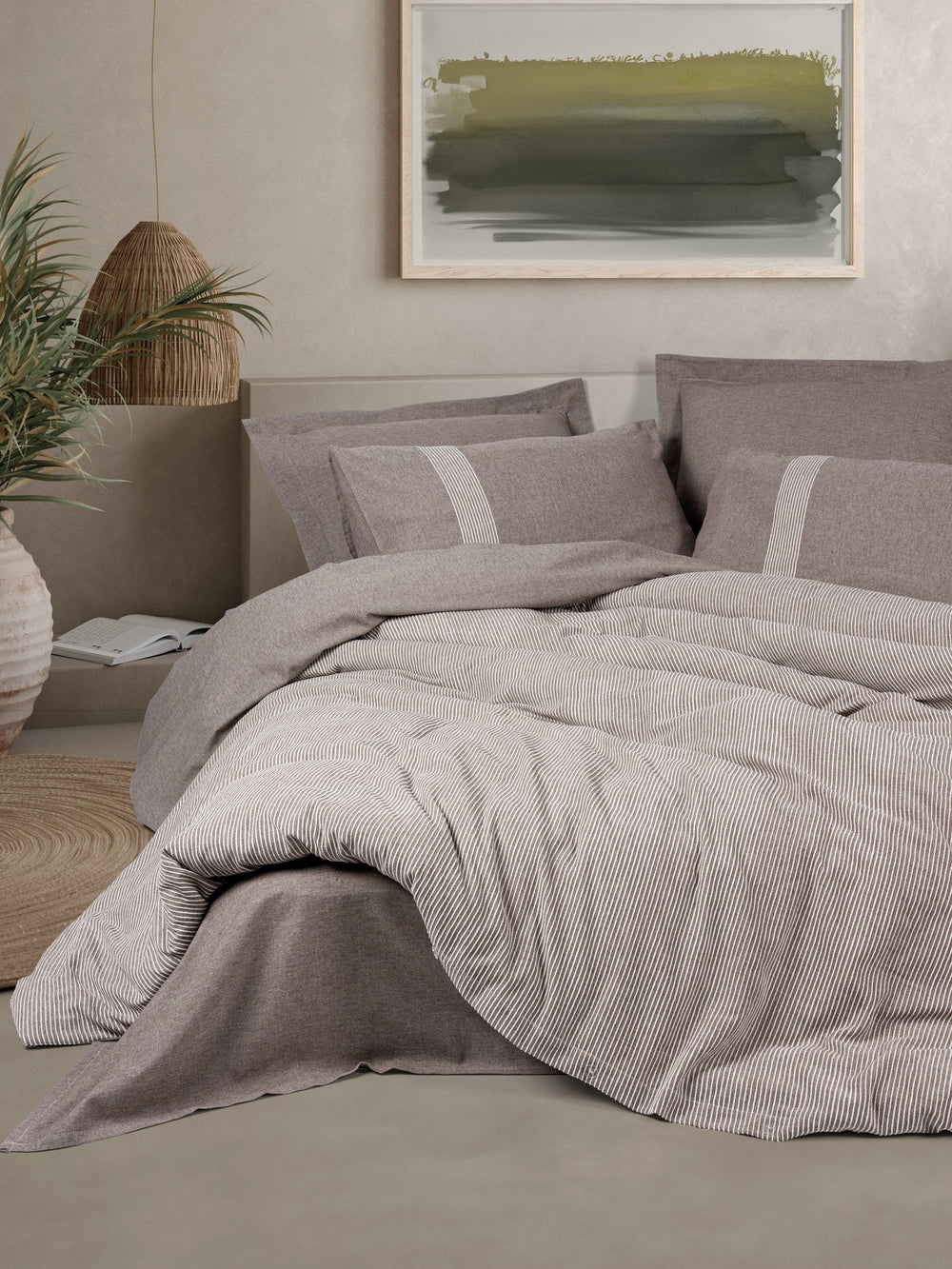 Ribbed Matrimoniale Set Copripiumino Linje Marrone