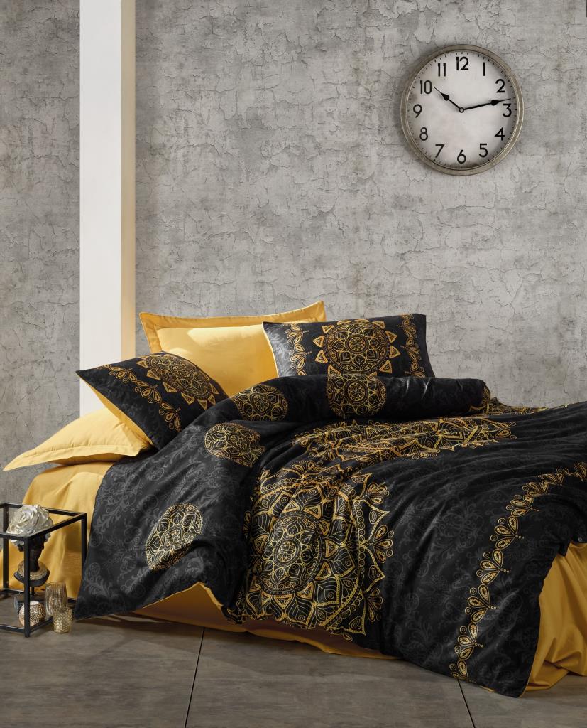 Saten Matrimoniale Set Copripiumino Alvina Oro