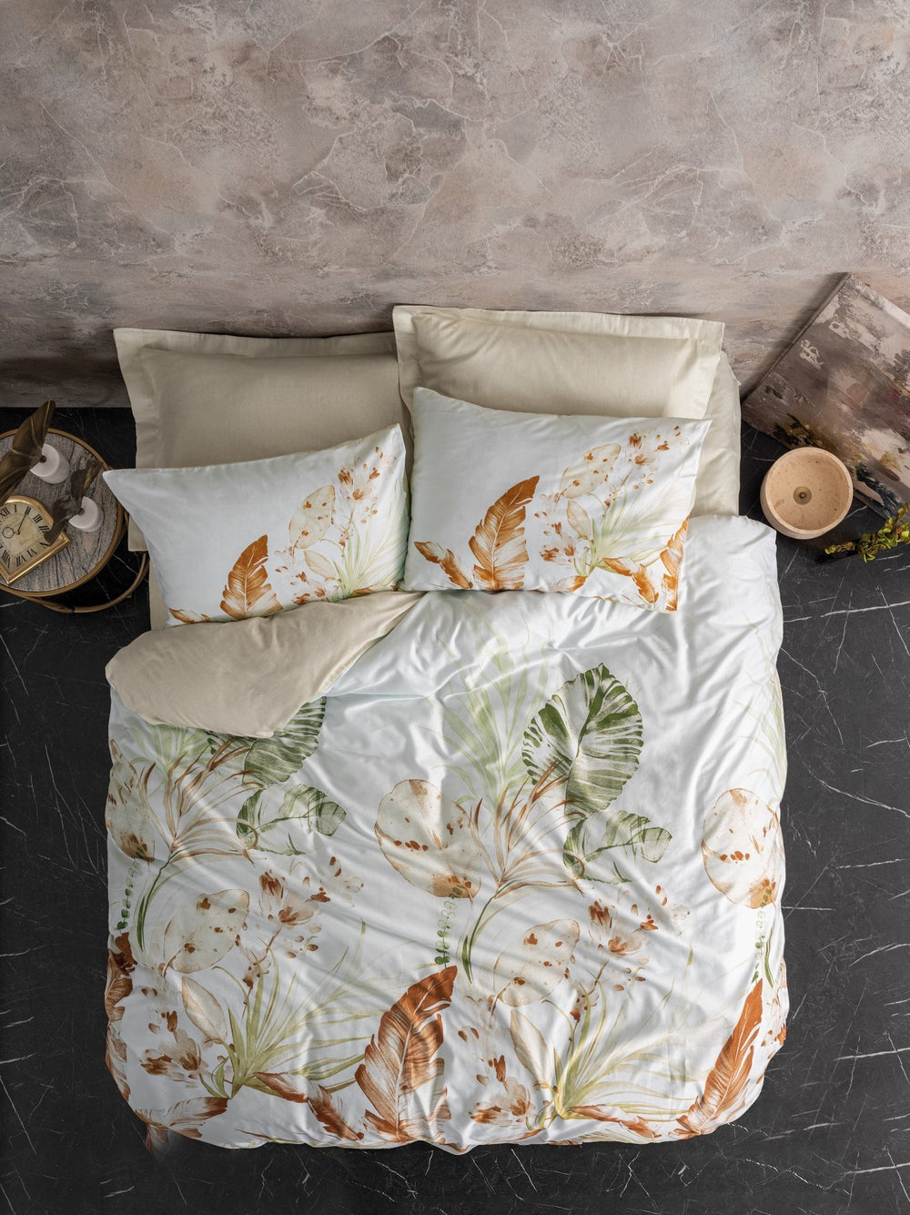 Saten Matrimoniale Set Copripiumino Luster Beige