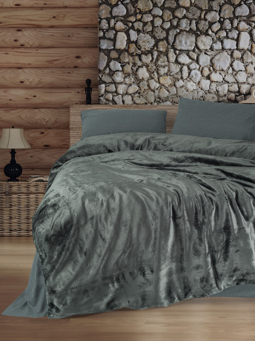 Velvet Matrimoniale Set Copripiumino Flossy Grigio