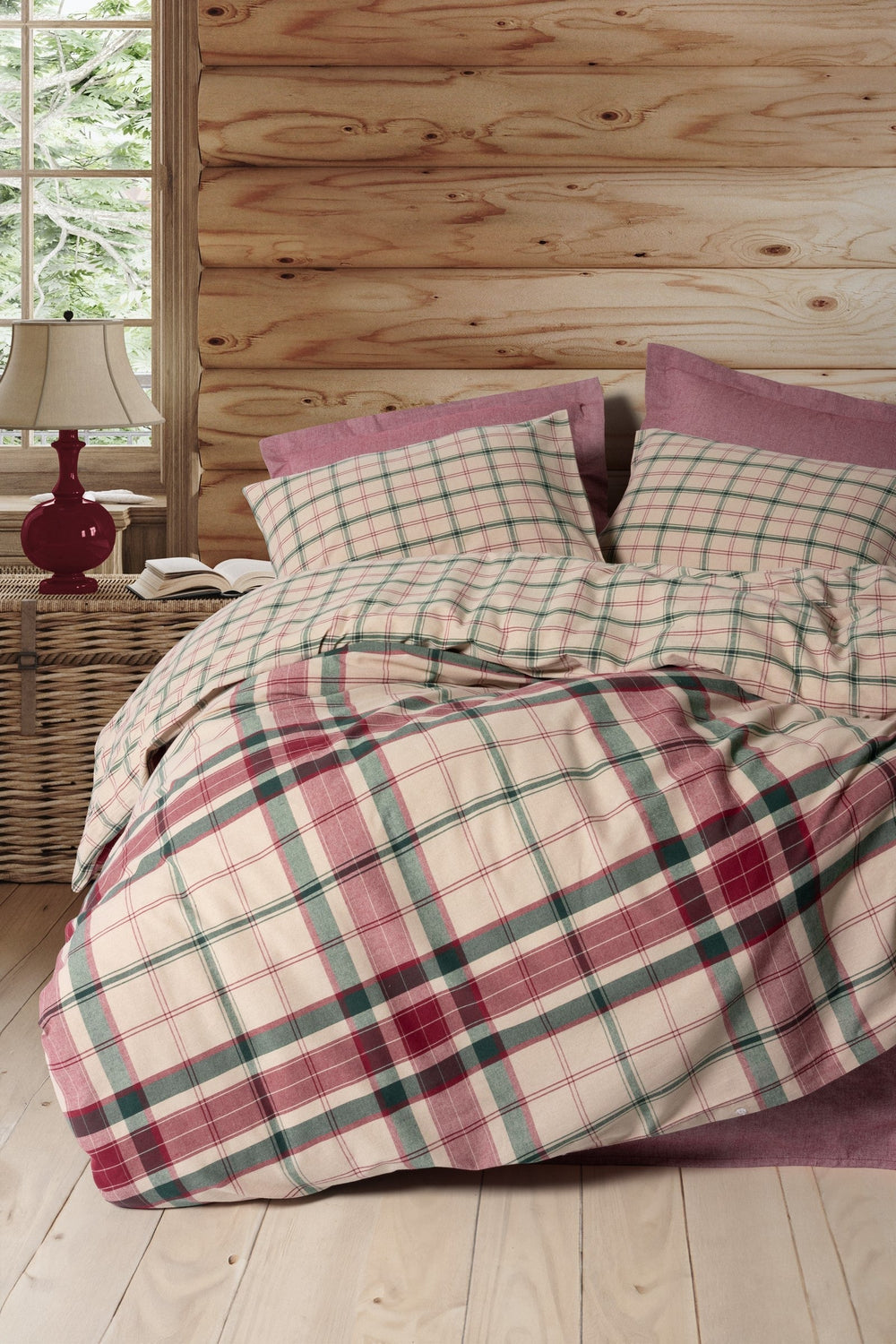 Warm Flanel Singolo Set Copripiumino Jamil Bordeaux