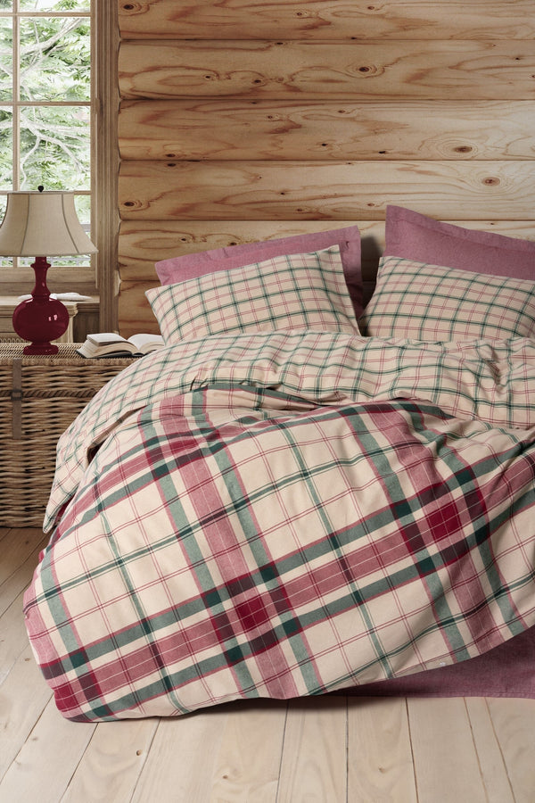 Warm Flanel Singolo Set Copripiumino Jamil Bordeaux
