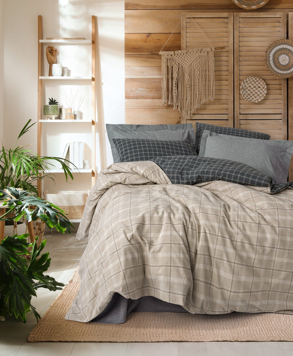 Warm Flanel Singolo Set Copripiumino Siiras Grigio