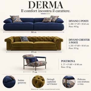 Derma – Set Divani di Design con Divano Chester e Poltrona