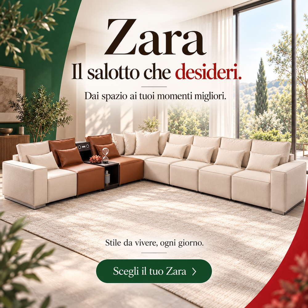 Divano Angolare Zara Modulare Personalizzabile in Tessuto e Pelle