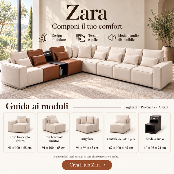 Sofá Esquinero Zara: Combinación Elegante con Módulos Personalizables en Tela y Piel