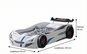 GT1 Eco Letto Auto con LED 90x190cm (Rosso/Bianco)