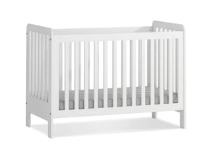 Lettino con Altezza Regolabile 60x120 cm bianco, vista diagonale con materasso in posizione bassa