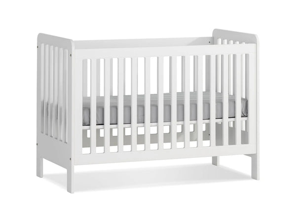 Lettino con Altezza Regolabile 60x120 cm bianco, vista diagonale con materasso a metà altezza
