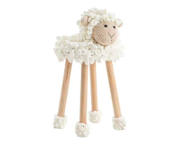 Sgabello Pecorella Puffy in Maglia Crema