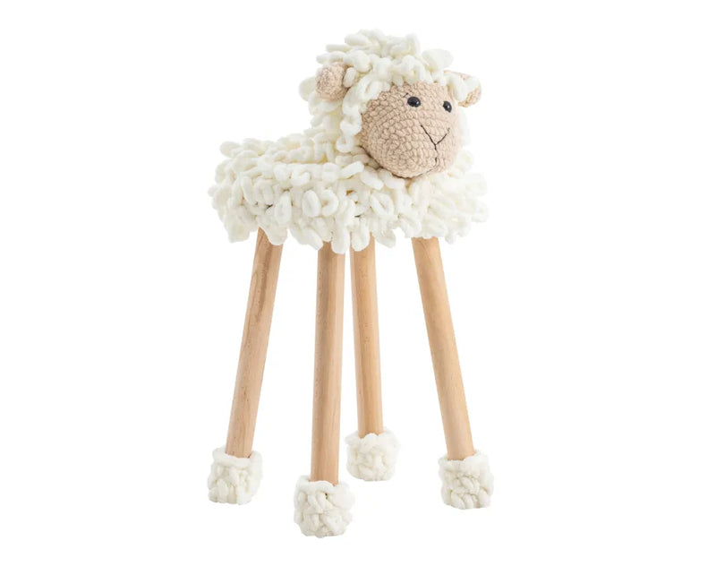 Sgabello Pecorella Puffy in Maglia Crema