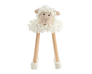 Sgabello Pecorella Puffy in Maglia Crema