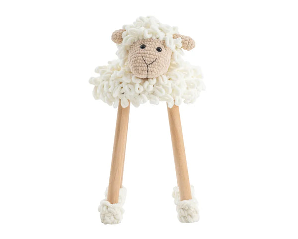 Sgabello Pecorella Puffy in Maglia Crema