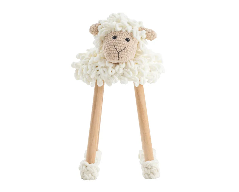 Sgabello Pecorella Puffy in Maglia Crema