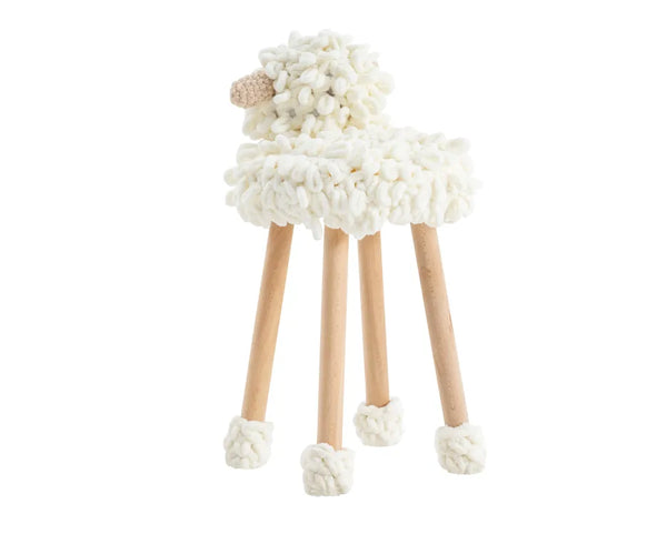 Sgabello Pecorella Puffy in Maglia Crema