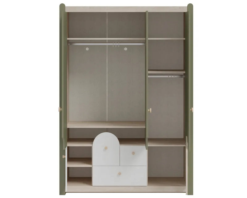 3-türiger Kleiderschrank mit Dach