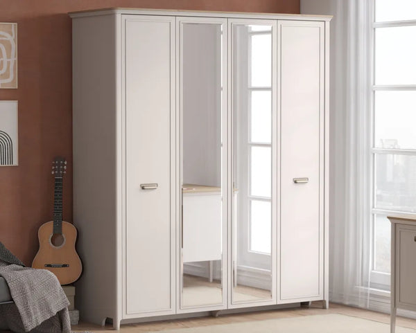 Mugla 4-türiger Kleiderschrank mit Spiegel