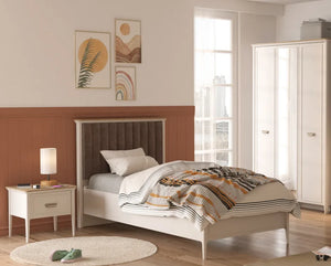 Mugla-Bett mit gepolstertem Kopfteil – 100x200 / 120x200