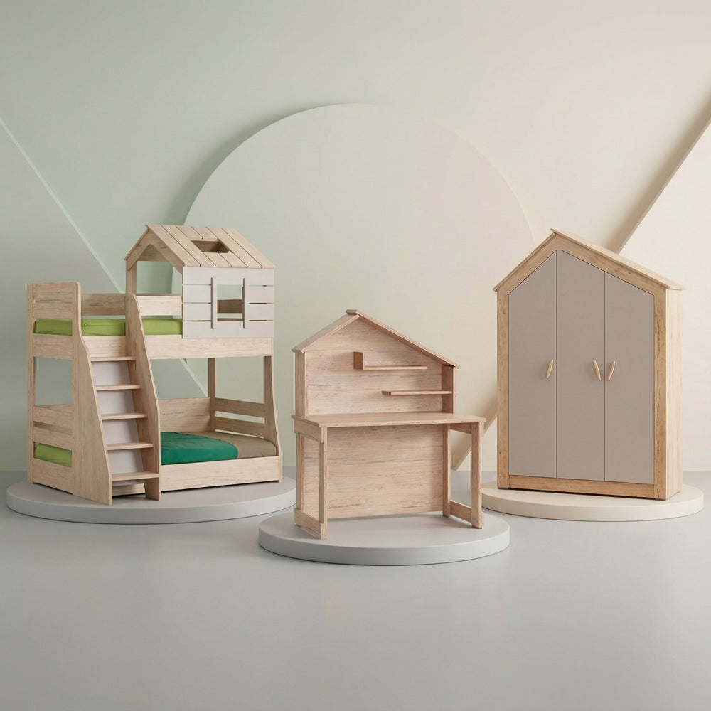 Camera Completa My House 2: Letto a Castello, Armadio 3 Ante e Scrivania + Materasso in Omaggio