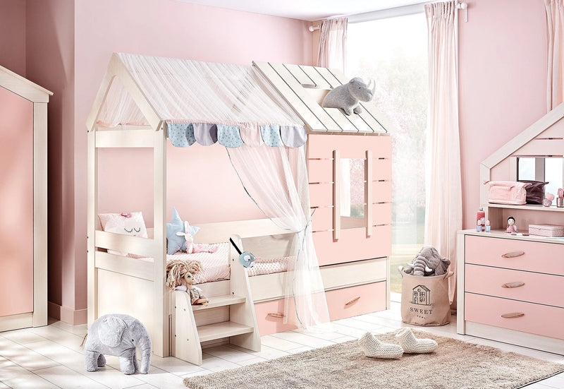 Rosa Hausbett 90x200 cm