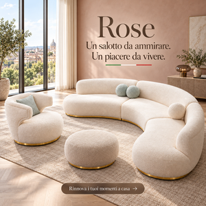 Rose Corner Sofa Set 300x300 cm, Armchair 85 cm, Pouf 80x80 cm, Hornbeam Wood Frame