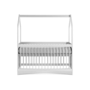 Lettino Ruka con rete regolabile in posizione alta, ideale per i primi mesi del bambino