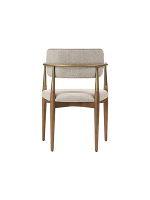 Sedia Berlin Wood vista posteriore: bracciolo continuo in metallo finitura ottone