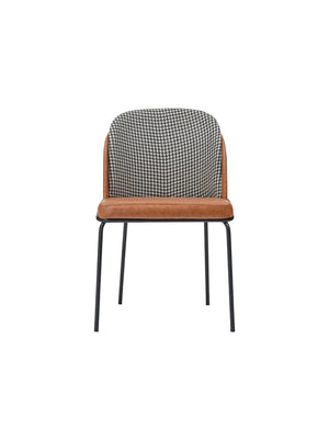 Sedia Dandy vista frontale con schienale in tessuto pied de poule