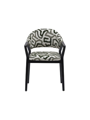 Sedia Lapis vista frontale: tessuto panna con motivo astratto verde e grigio