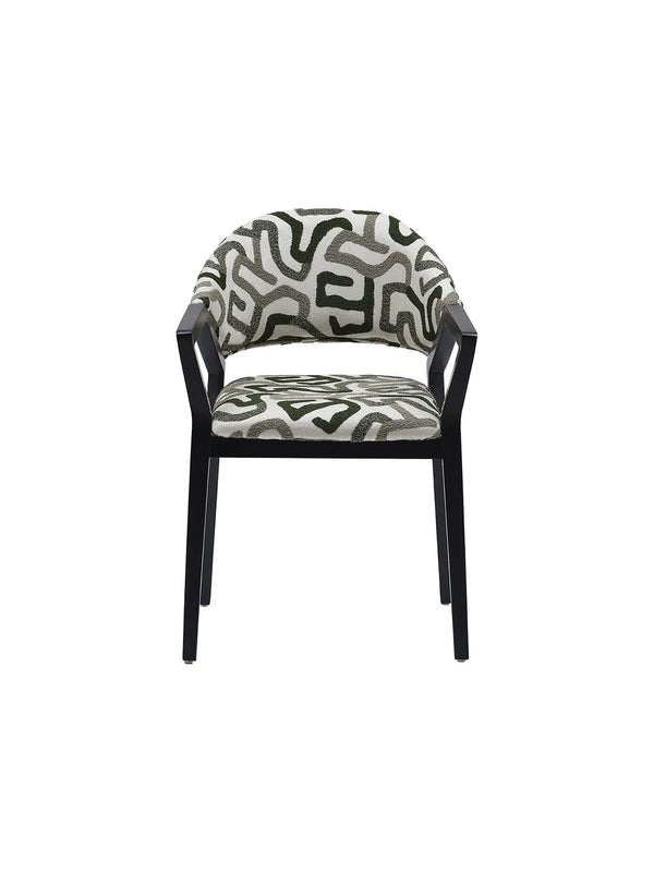 Sedia Lapis vista frontale: tessuto panna con motivo astratto verde e grigio