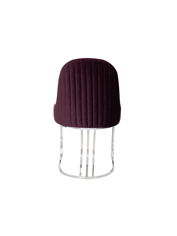 Sedia Rigo vista posteriore con cuciture cannettate verticali