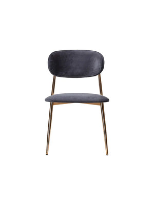Sedia Viola Gold vista frontale con schienale ovale imbottito
