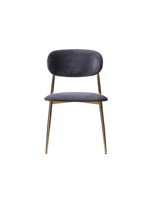 Sedia Viola Gold vista frontale con schienale ovale imbottito