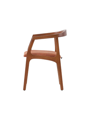 Sedia Wood vista laterale, profilo del bracciolo e delle gambe in legno