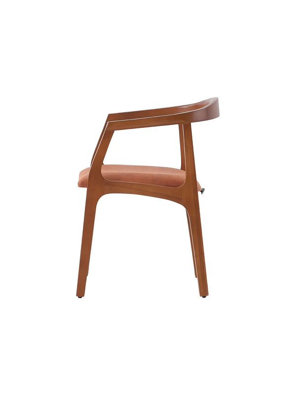 Sedia Wood vista laterale, profilo del bracciolo e delle gambe in legno