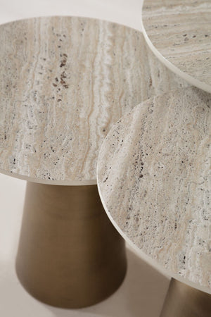 Set 3 tavolini a incastro Beige – Bianco
