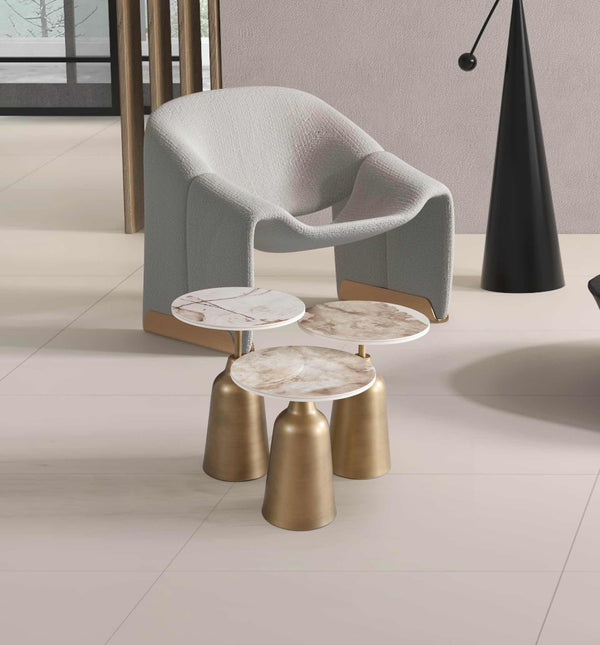 Set 3 tavolini a incastro Beige – Calacatta Gold