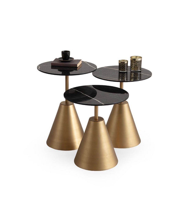 Set 3 tavolini a incastro Dark – Nero