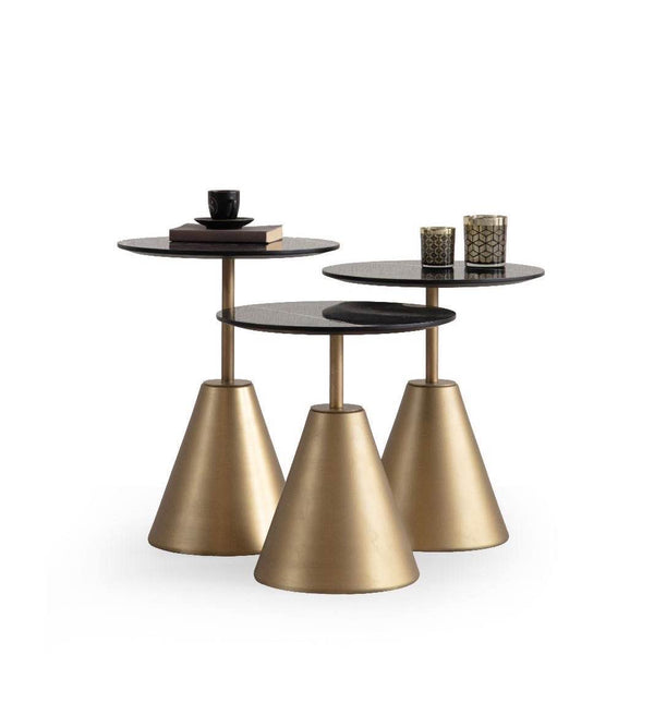 Set 3 tavolini a incastro Dark – Calacatta Gold