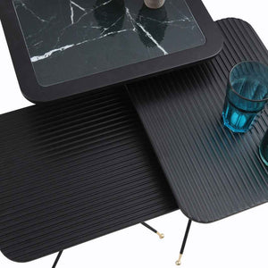 Set 3 tavolini a incastro Diamond gambe cromate – Nero