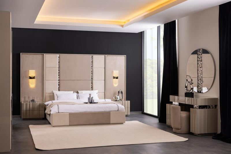 Bugatti Bedroom Set: 6-Door Wardrobe, Dresser, Nightstands, 160/180cm Beds, Elegant and Spacious Design