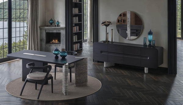 Maybach Esszimmergarnitur aus schwarzer Eiche