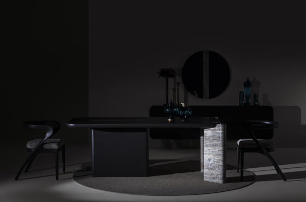 Maybach Esszimmergarnitur aus schwarzer Eiche