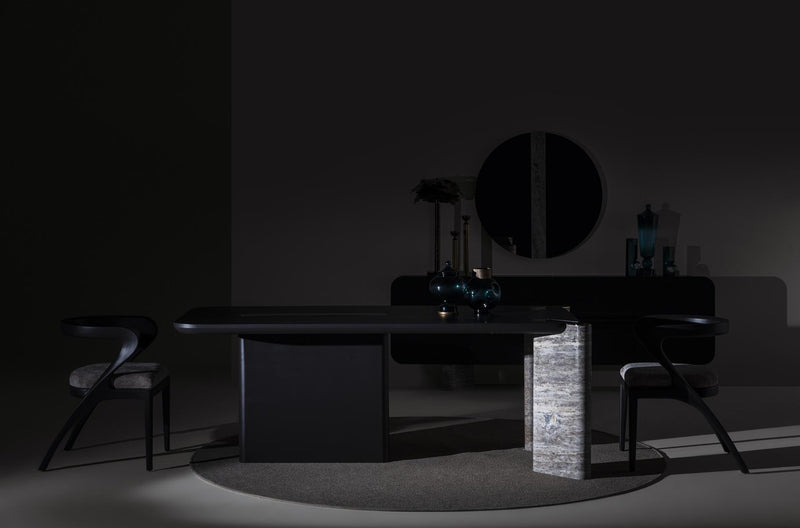 Maybach Esszimmergarnitur aus schwarzer Eiche